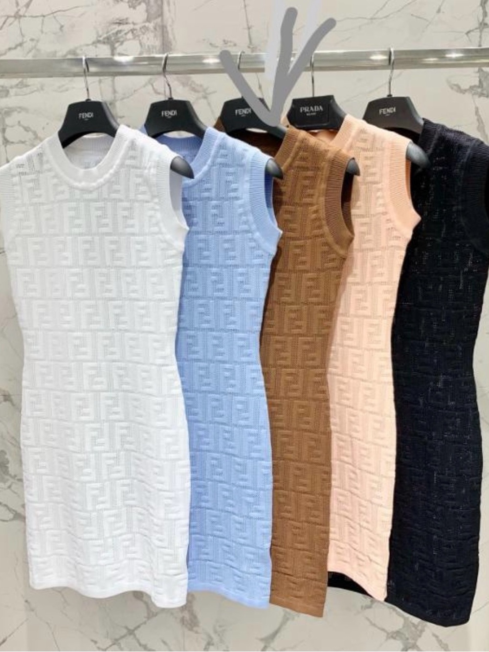 Sleeveless Knit Logo-Embossed Dress in Multiple Colors